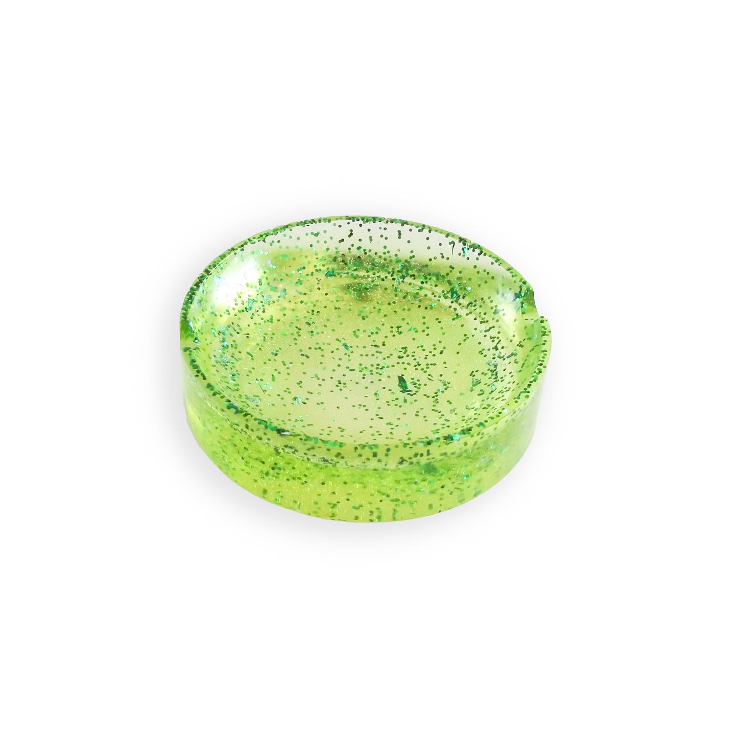 Image of a sparkling green CanEmpire resin ashtray from CanArt collection. This handcrafted piece made of eco-friendly resin offers heat protection as well as unmatched style & durability.