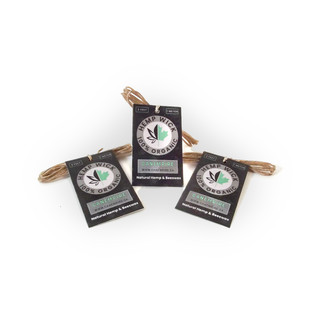 Image des mèches de chanvre biologiques avec cire d'abeille de CanEmpire. Ces cordes de chanvre 100% naturelles de 3 pieds sont l'indispensable à vos inhalations.
