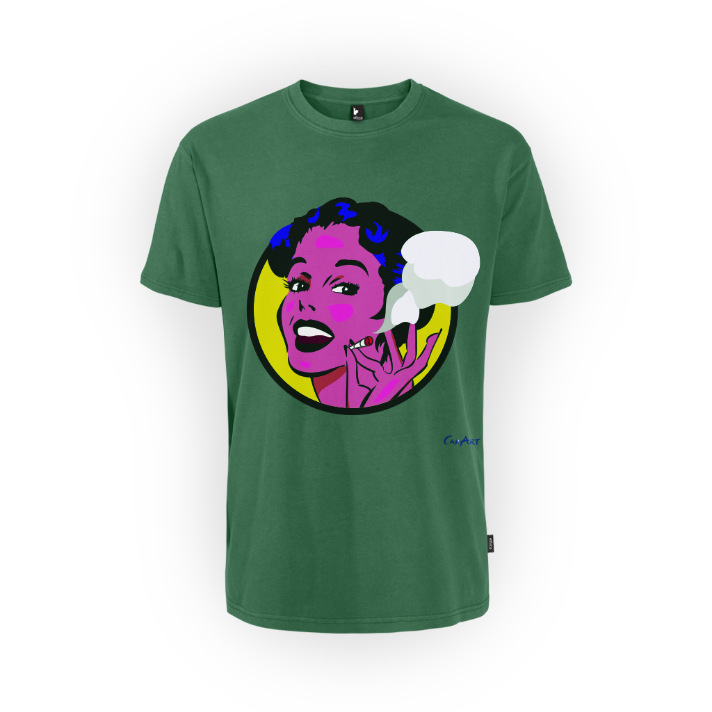 Image du t-shirt manches courtes vert #GrlPWR de CanEmpire. Ce chandail présentant une illustration suivant la thématique du cannabis est fabriqué au Canada avec un tissu 100% coton biologique!