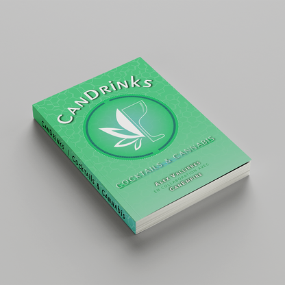 Image du livre CanDrinks : Cocktails & Cannabis par CanEmpire & Alex Vallieres. Ce livre de recettes de cocktails & de mocktails infusés au cannabis présente un guide sécuritaire autant pour les débutants que pour les plus expérimentés.